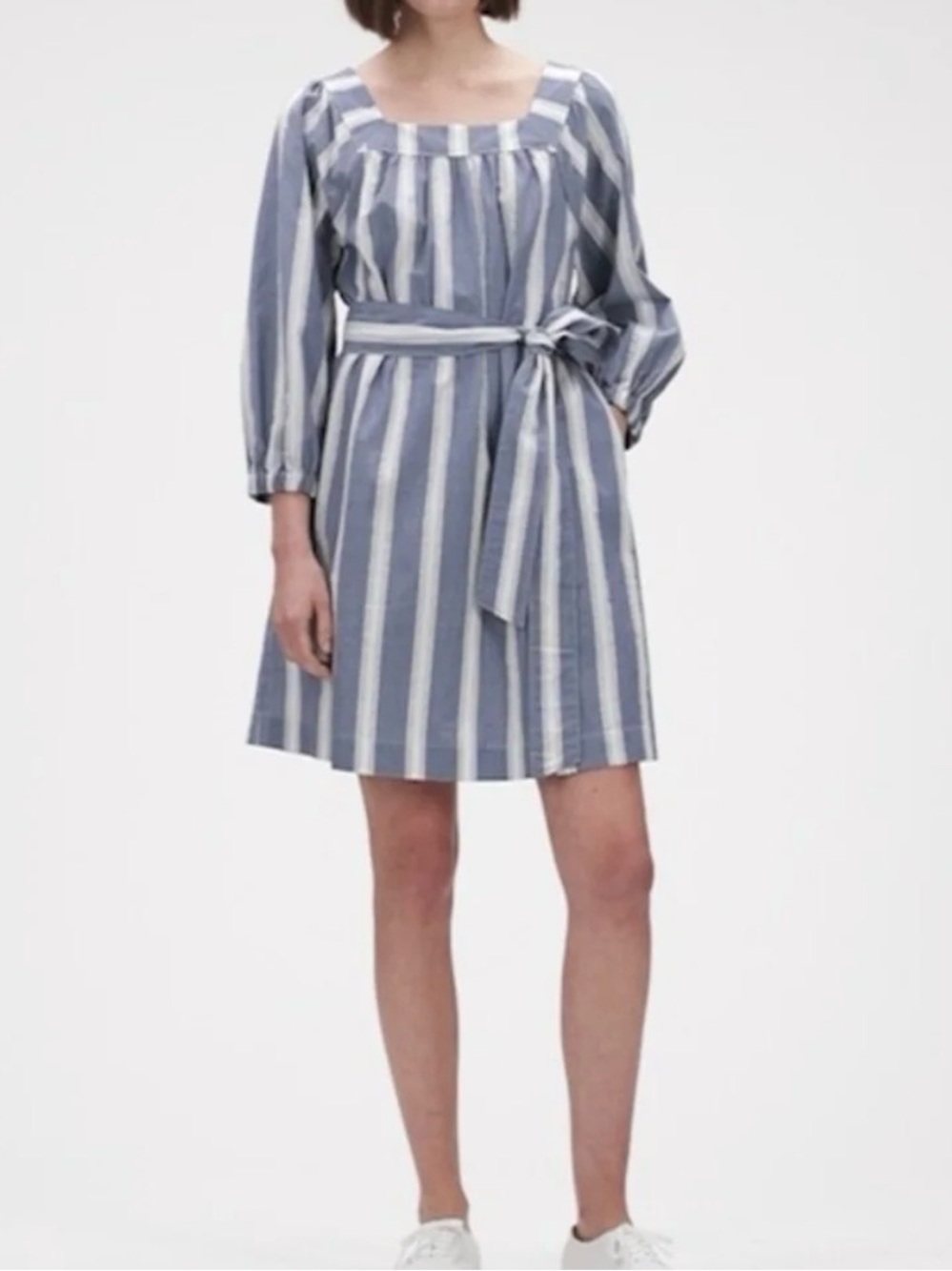 GAP Blue & White Striped Square-Neck Dress Small Tall NWT